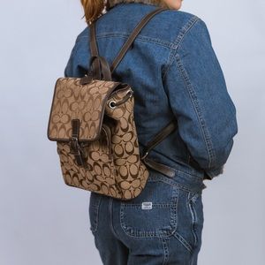 VINTAGE BROWN LOGO PRINT COACH MINI BACKPACK